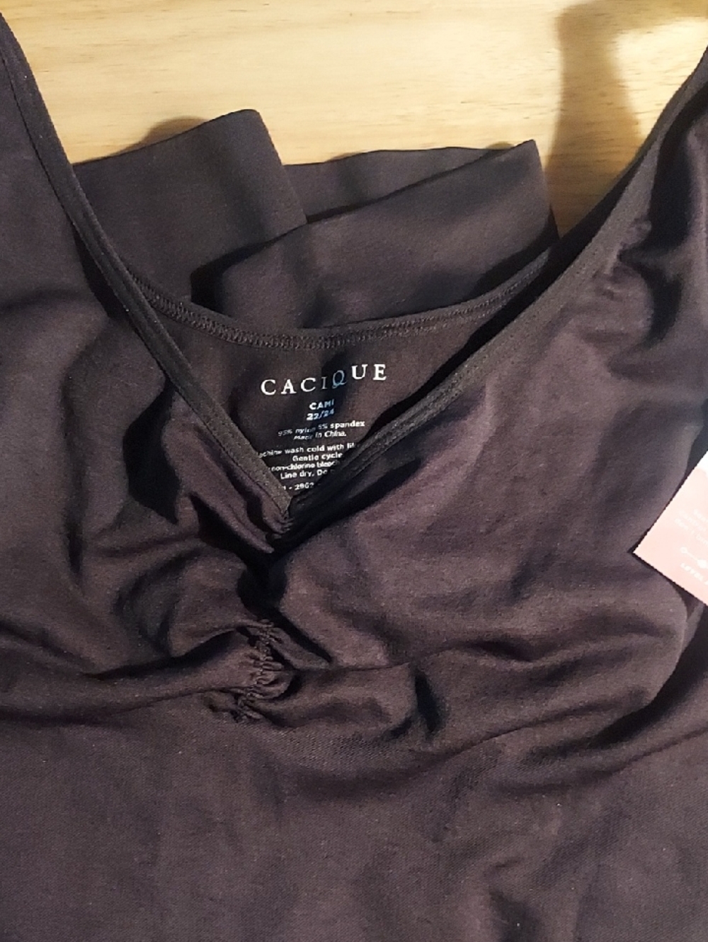 Cacique Black V-Neck Ruched Camisole Top
